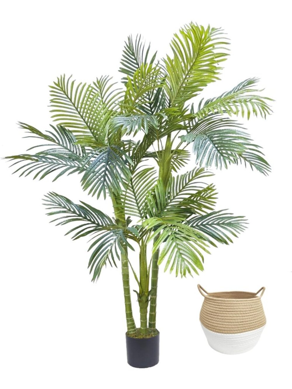 6ft Artificial Palm Tree | Lifelike Fake Plant in Woven Basket for Home Decor